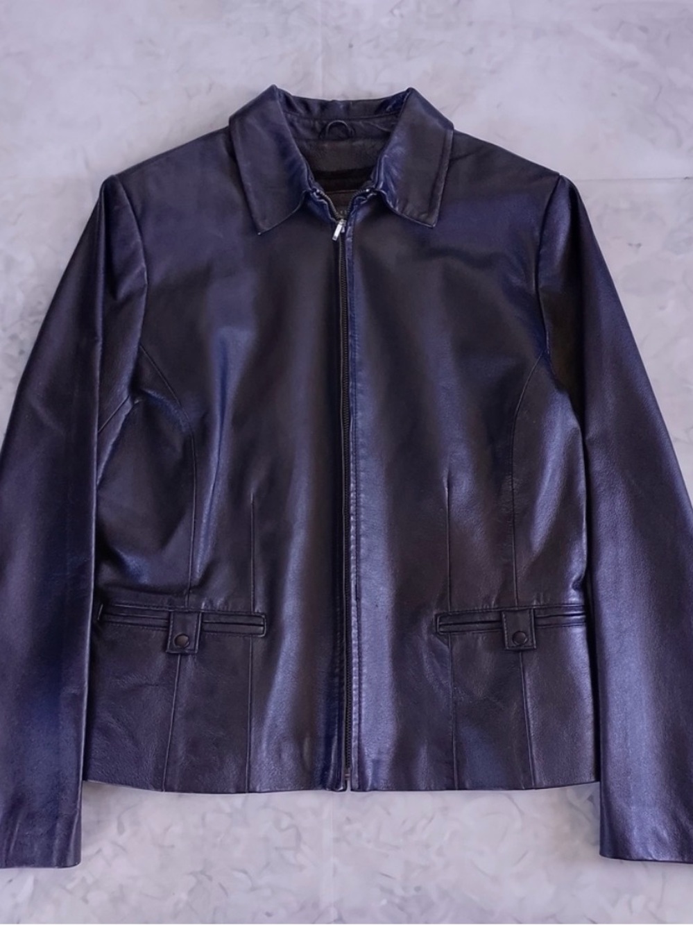 Vintage Y2K Classic Women’s Black Leather Zip Jacket